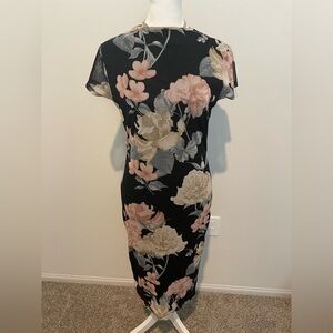 Fashion Nova Black Floral Midi Dress